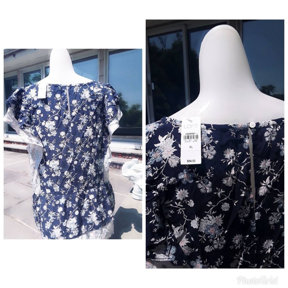 Loft Floral Ruffle Blouse - Picture 3 of 5